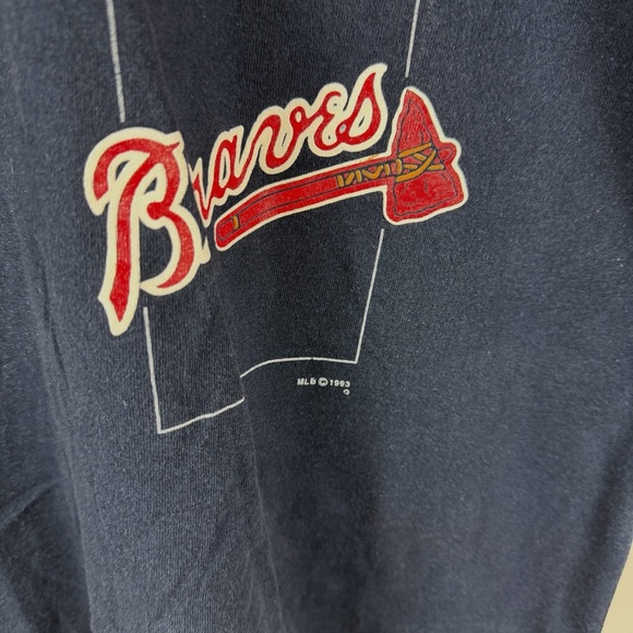 Vintage 1993 True Fan Atlanta Braves MLB Baseball Sport Blue Shirt Size M - Picture 6 of 9